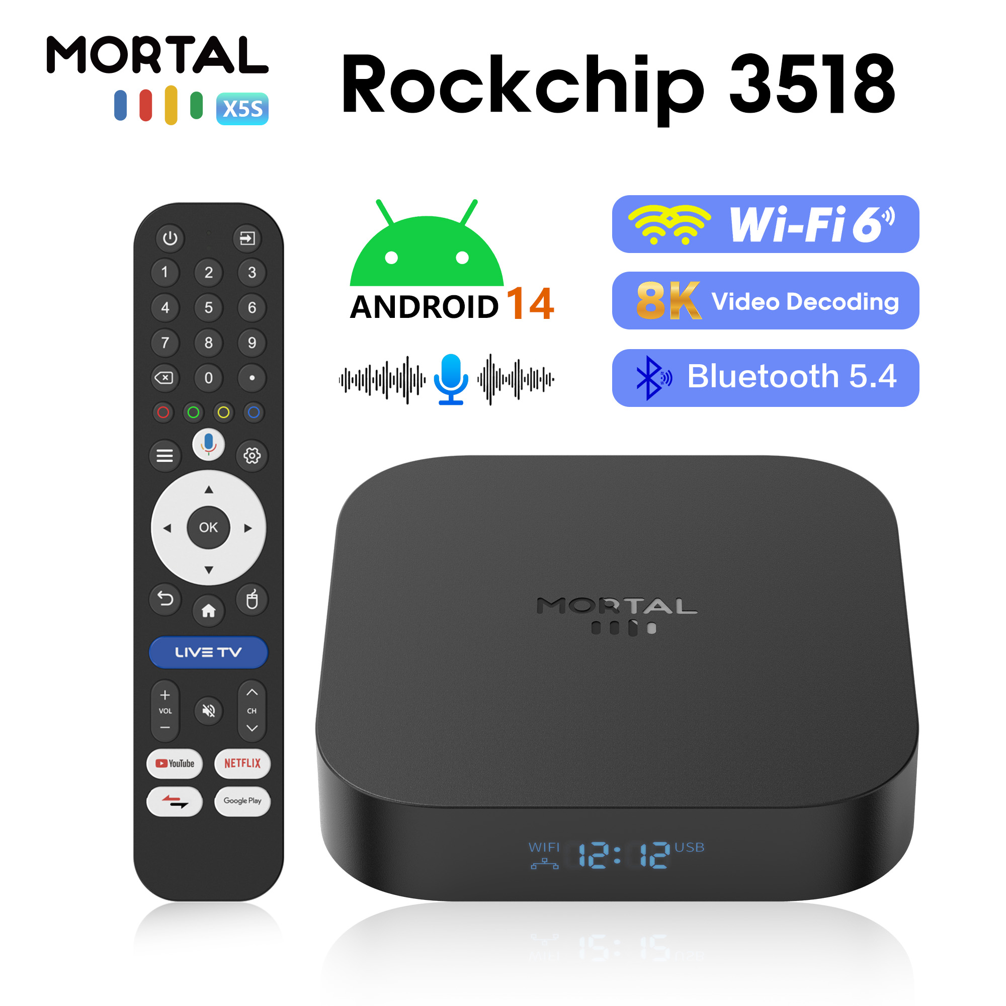 Radxa Rock 5B 16Gb - Mortal X5S スマートTVボックス Android14 RK3518 クアッドコア